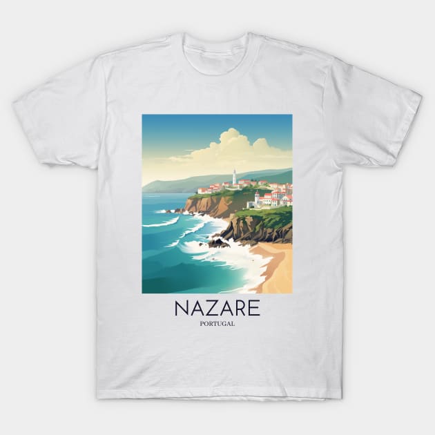 A Pop Art Travel Print of Nazare - Portugal T-Shirt by Studio Red Koala